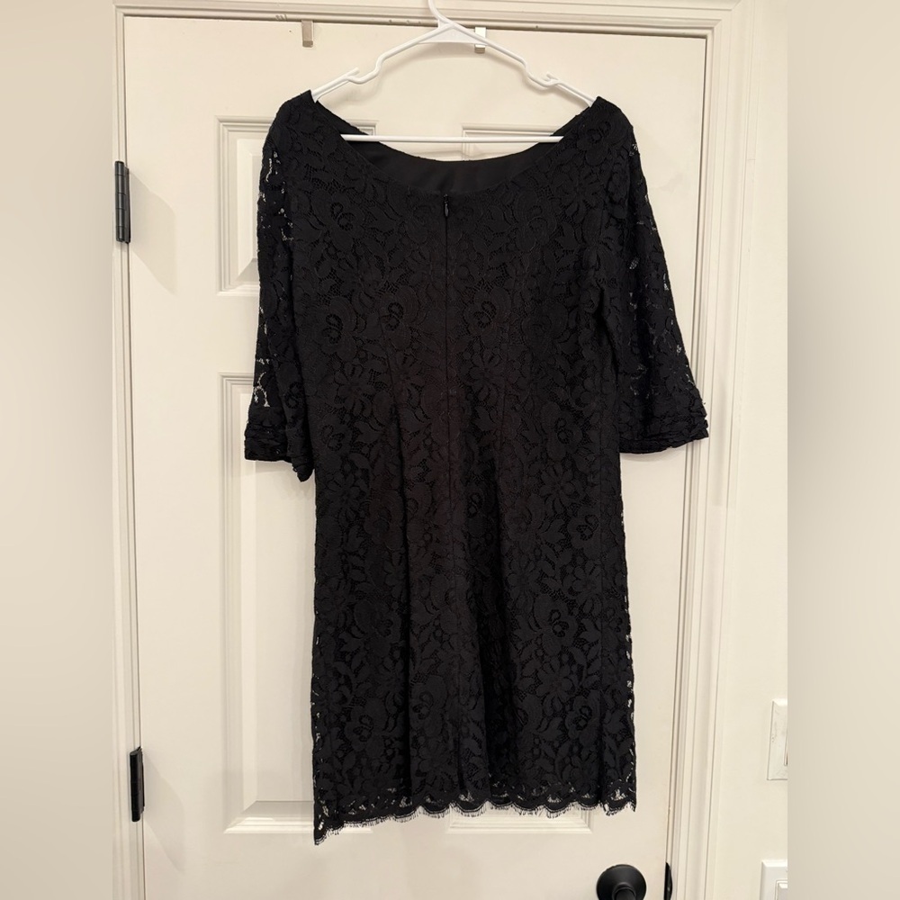 Shoshanna Black Lace Mini Shift Dress Size 10 - Picture 3 of 5
